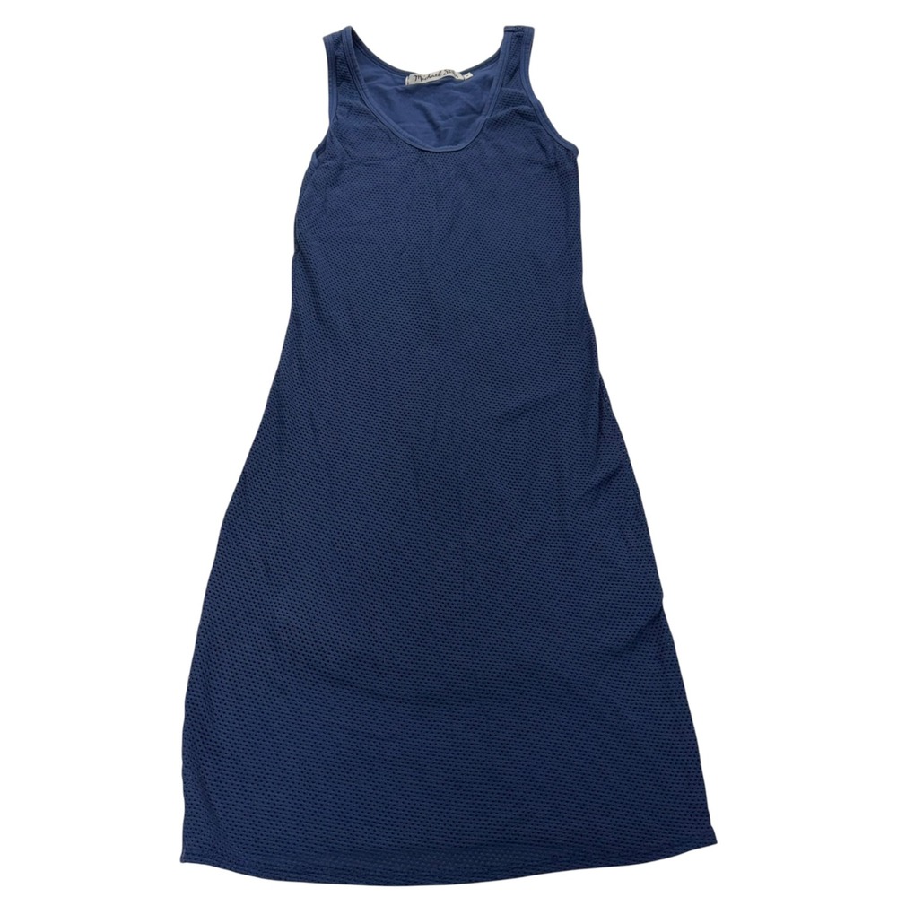 Michael Stars Mesh‎ Perforated Lined Midi Tank Dress Women S Blue